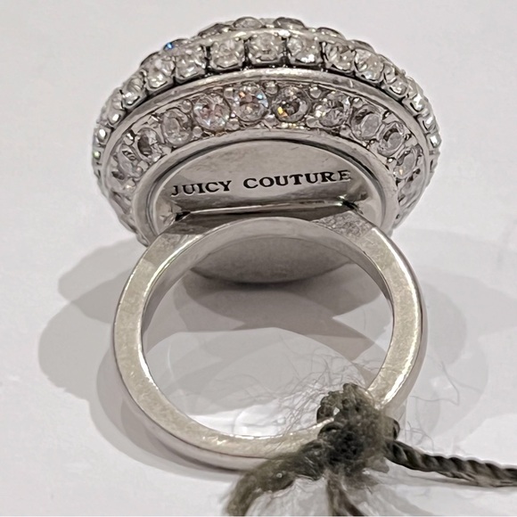 NWT Juicy Couture Clear Oval Faceted Center Crystal Ring w/ Clear Pave Crystals - Picture 5 of 9